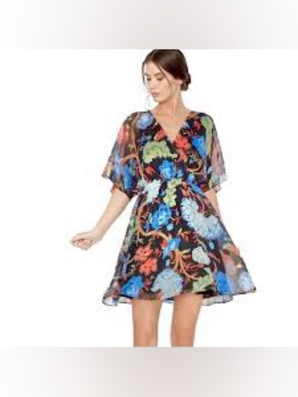 Alice + Olivia Cay Floral Batwing Dress Size 6 - Picture 2 of 12